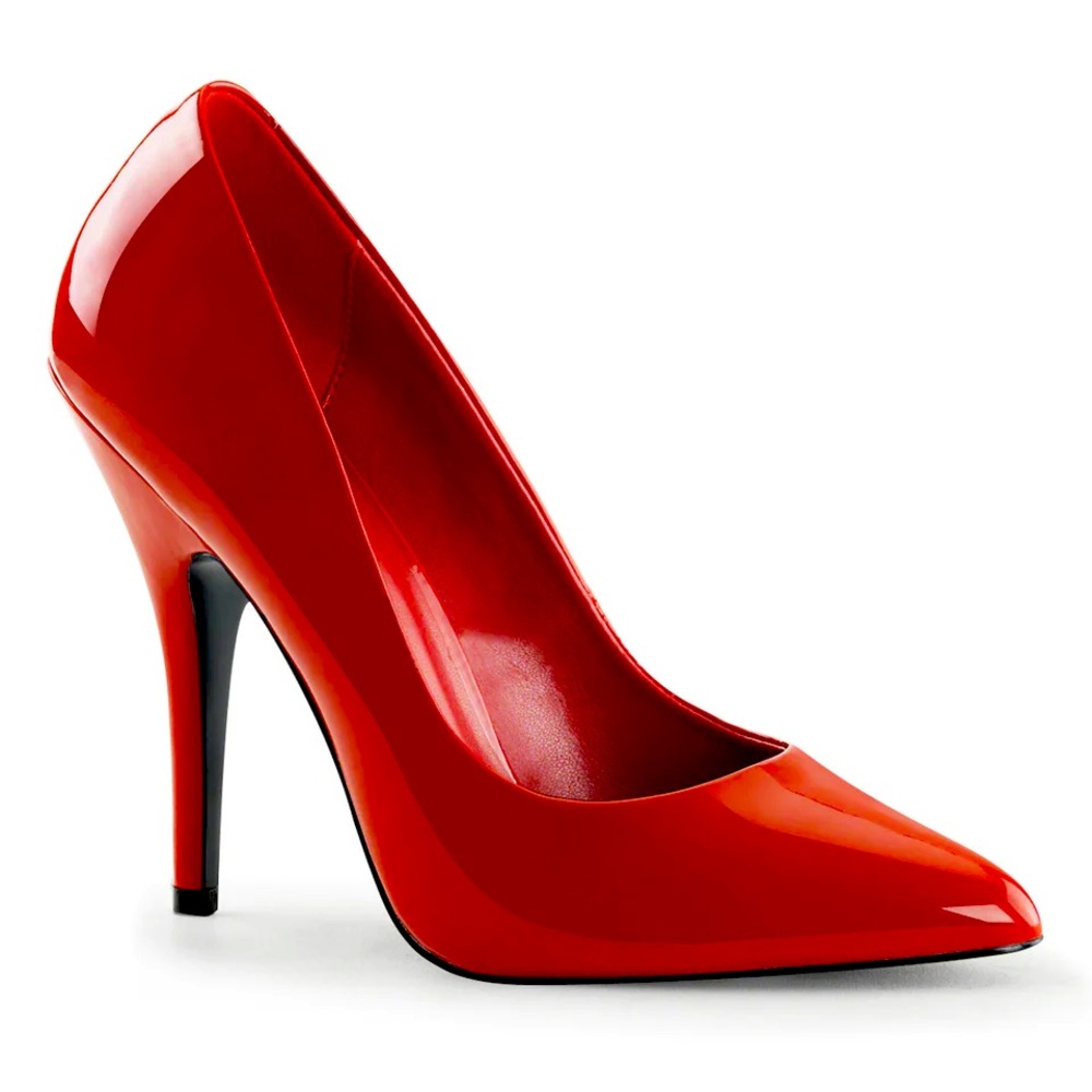 PLEASER SHOES | Seduce-420 in Red Vegan Patent Leather | NEVER WORN